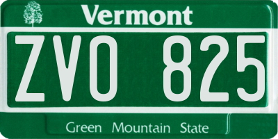 VT license plate ZVO825