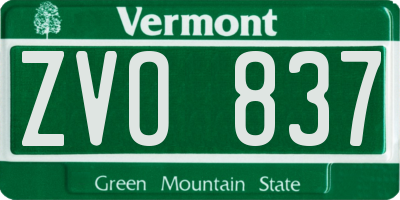 VT license plate ZVO837
