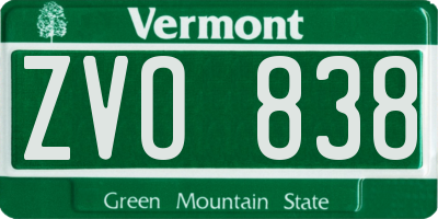 VT license plate ZVO838