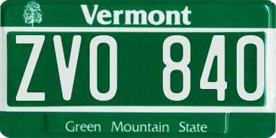 VT license plate ZVO840