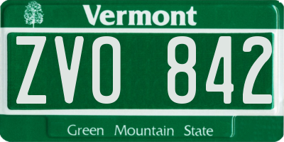 VT license plate ZVO842