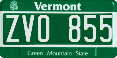 VT license plate ZVO855