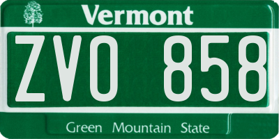 VT license plate ZVO858