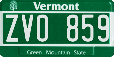 VT license plate ZVO859