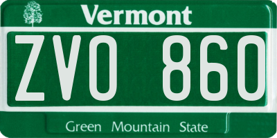 VT license plate ZVO860