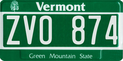 VT license plate ZVO874