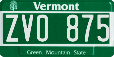 VT license plate ZVO875