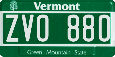 VT license plate ZVO880