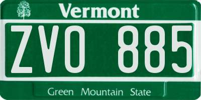 VT license plate ZVO885