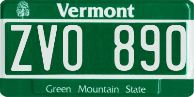 VT license plate ZVO890