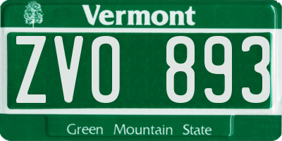 VT license plate ZVO893