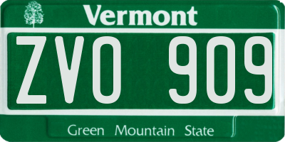 VT license plate ZVO909