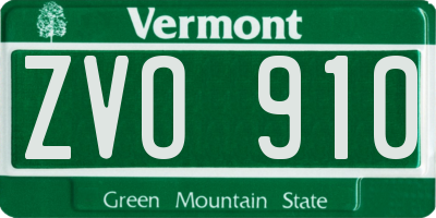 VT license plate ZVO910
