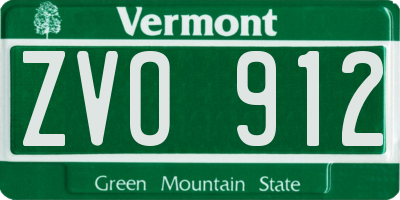 VT license plate ZVO912