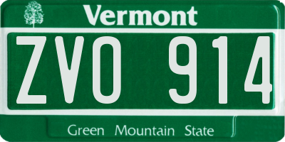 VT license plate ZVO914