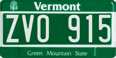 VT license plate ZVO915