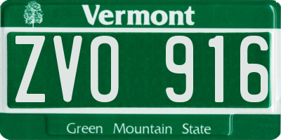 VT license plate ZVO916