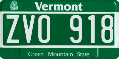 VT license plate ZVO918