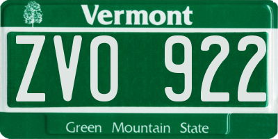 VT license plate ZVO922