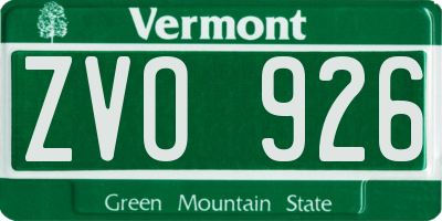 VT license plate ZVO926