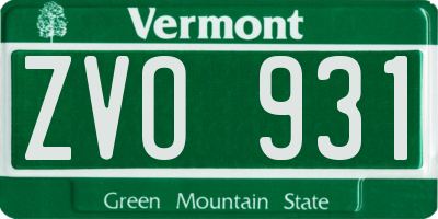 VT license plate ZVO931