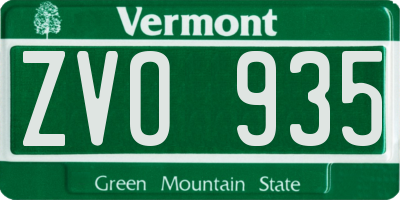 VT license plate ZVO935
