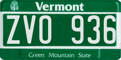 VT license plate ZVO936