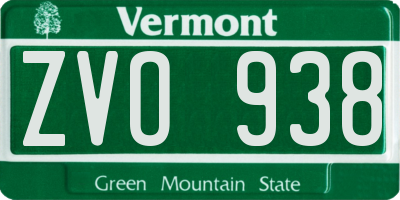 VT license plate ZVO938