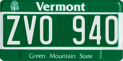 VT license plate ZVO940