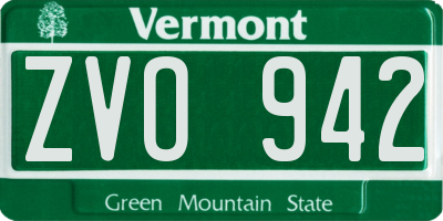 VT license plate ZVO942