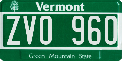 VT license plate ZVO960