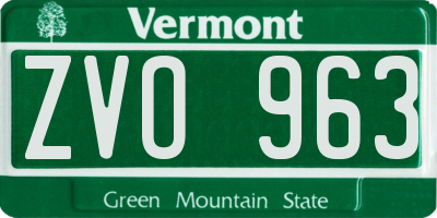 VT license plate ZVO963