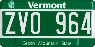 VT license plate ZVO964