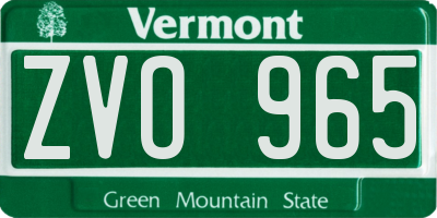 VT license plate ZVO965