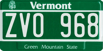 VT license plate ZVO968