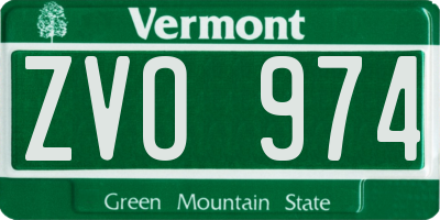 VT license plate ZVO974