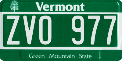 VT license plate ZVO977
