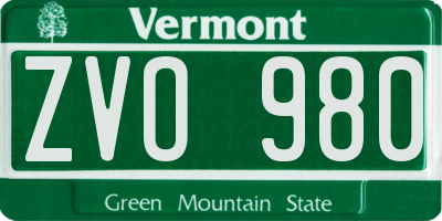 VT license plate ZVO980