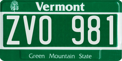 VT license plate ZVO981