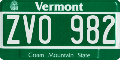 VT license plate ZVO982
