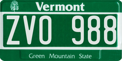 VT license plate ZVO988