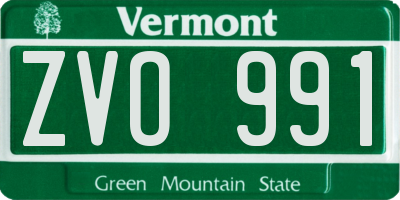 VT license plate ZVO991
