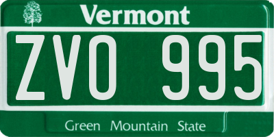 VT license plate ZVO995