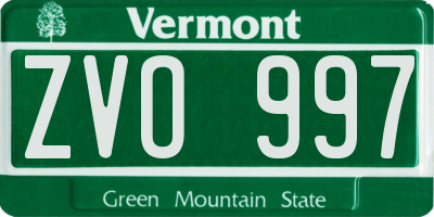 VT license plate ZVO997