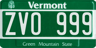 VT license plate ZVO999