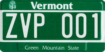 VT license plate ZVP001