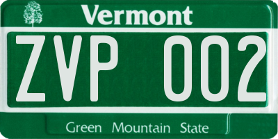 VT license plate ZVP002