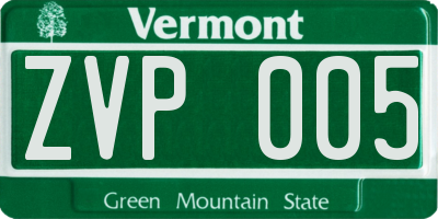 VT license plate ZVP005