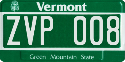 VT license plate ZVP008
