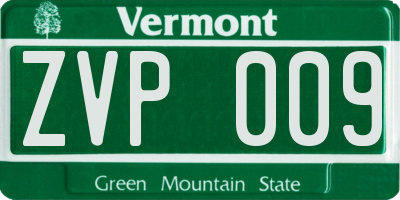 VT license plate ZVP009